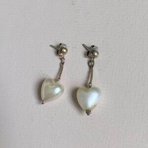 vintage heart-shaped pearl drop earrings